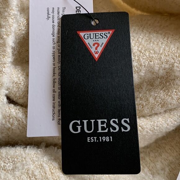 NWT Guess Wool Sweater Jogger Pants Reeda Lurex Boucle Oatmeal LARGE‎ - Picture 4 of 11